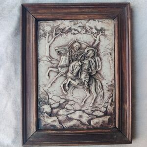 VTG Middle East Battle Karnal War Horses Swords 3D Relief Art Plaque 10.75x8.25"